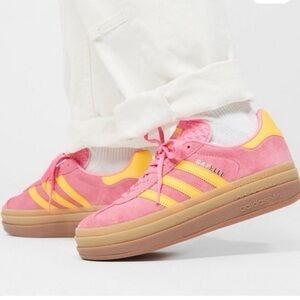 Adidas Originals Women's Gazelle Bold Pink and Yellow Platform Sneakerw
